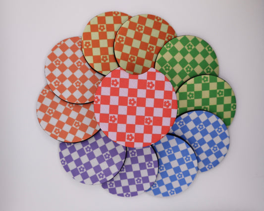Floral Checkboard Car Coaster