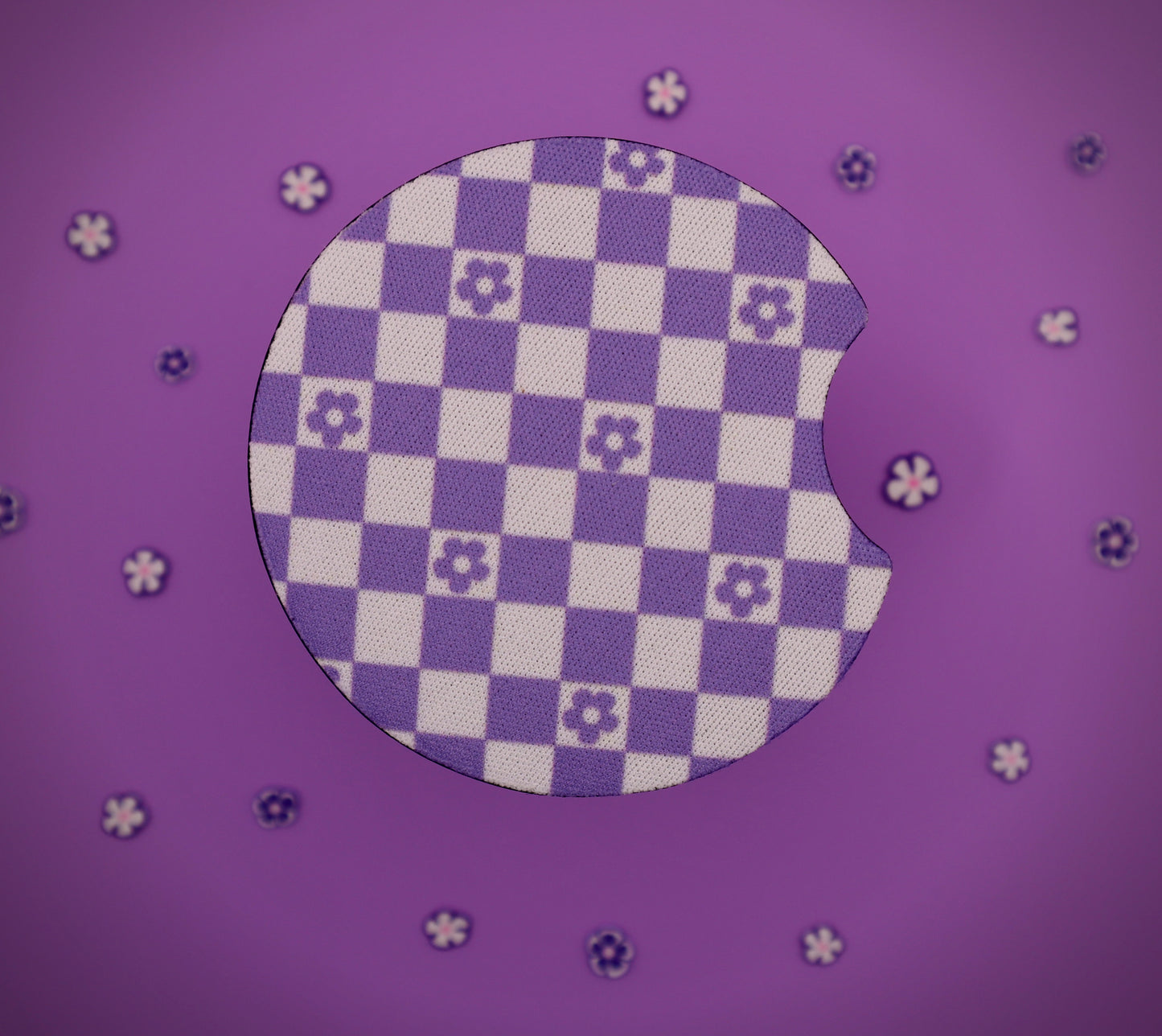 Floral Checkboard Car Coaster