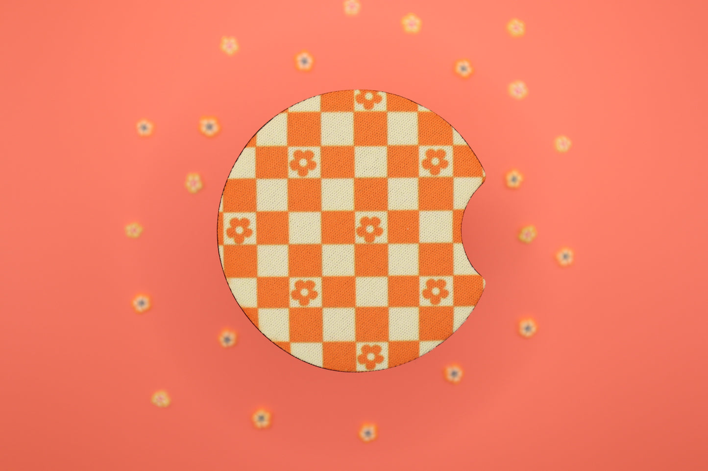 Floral Checkboard Car Coaster