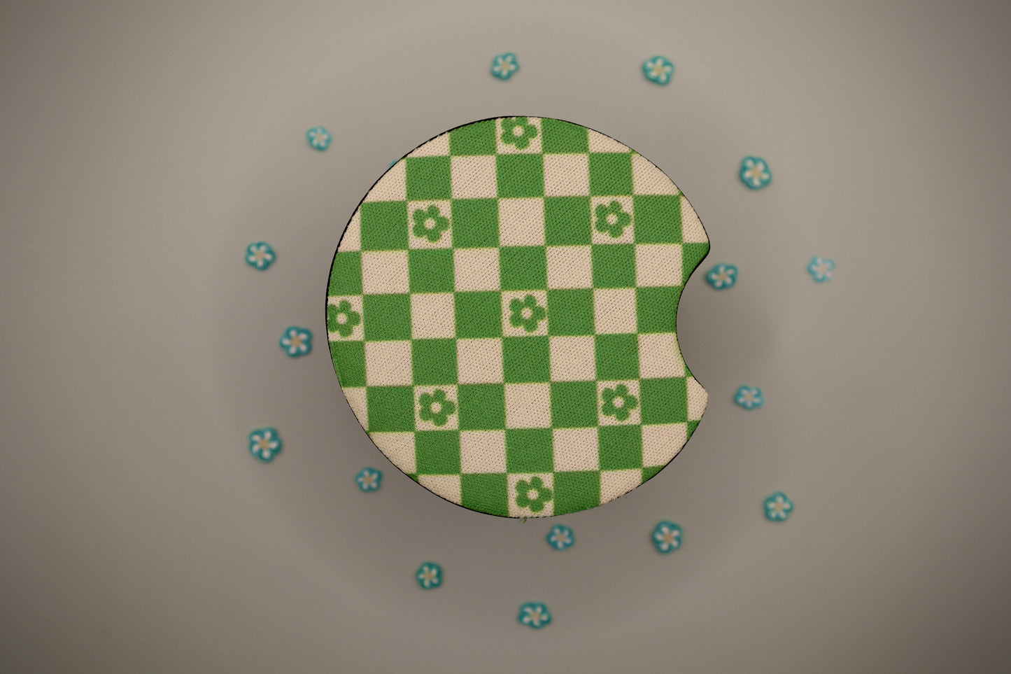 Floral Checkboard Car Coaster