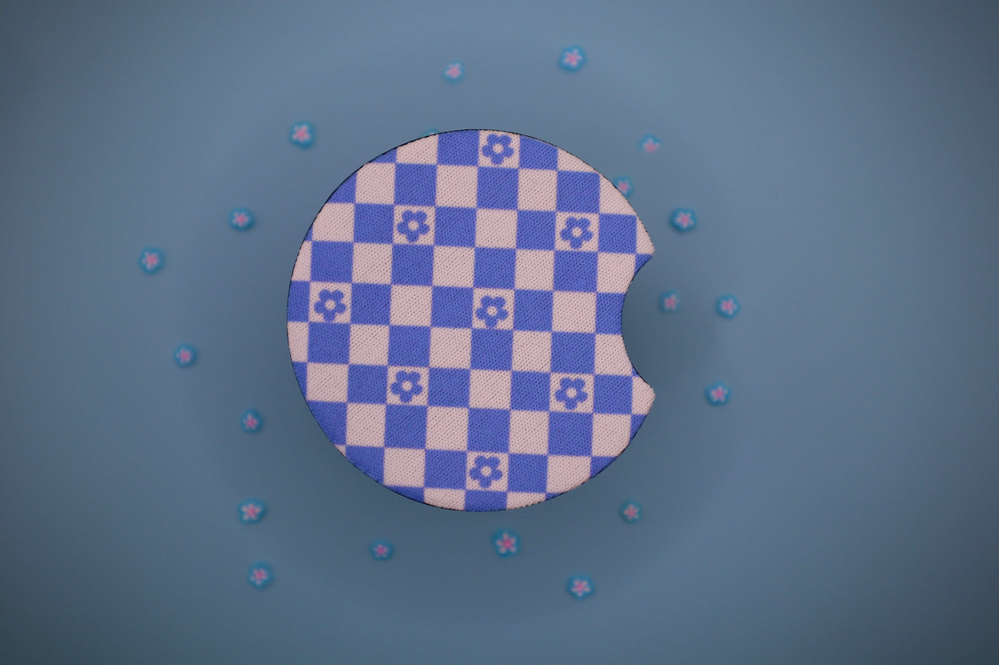 Floral Checkboard Car Coaster