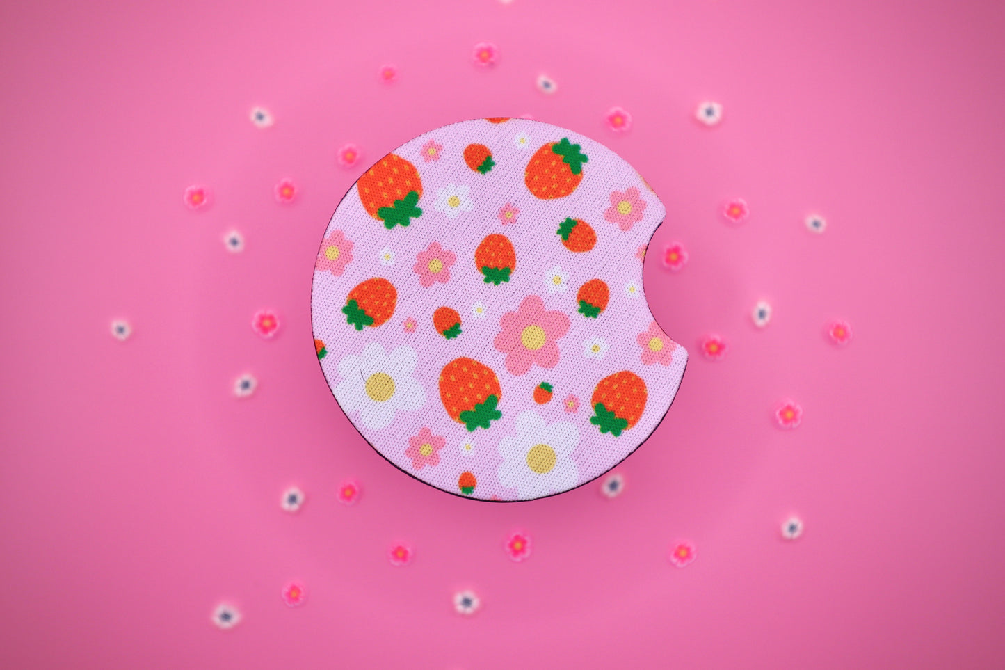 Strawberry Floral Car Coaster