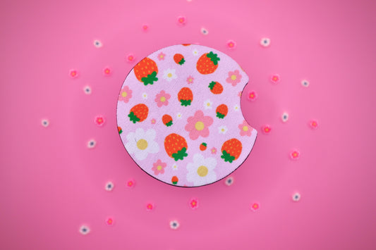 Strawberry Floral Car Coaster